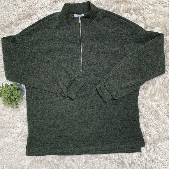 White Birch 1/4 Zip Pullover 💗 Forest Green & Black - Picture 3 of 16